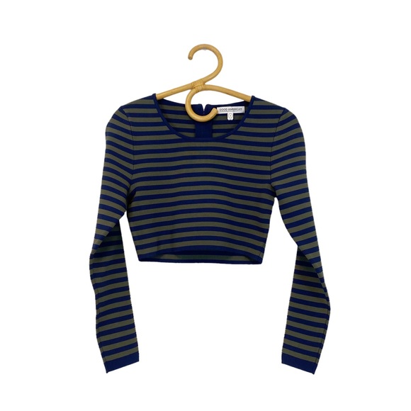 Good American | Striped Long Sleeve Crop Top Size 2 / M - Picture 3 of 10